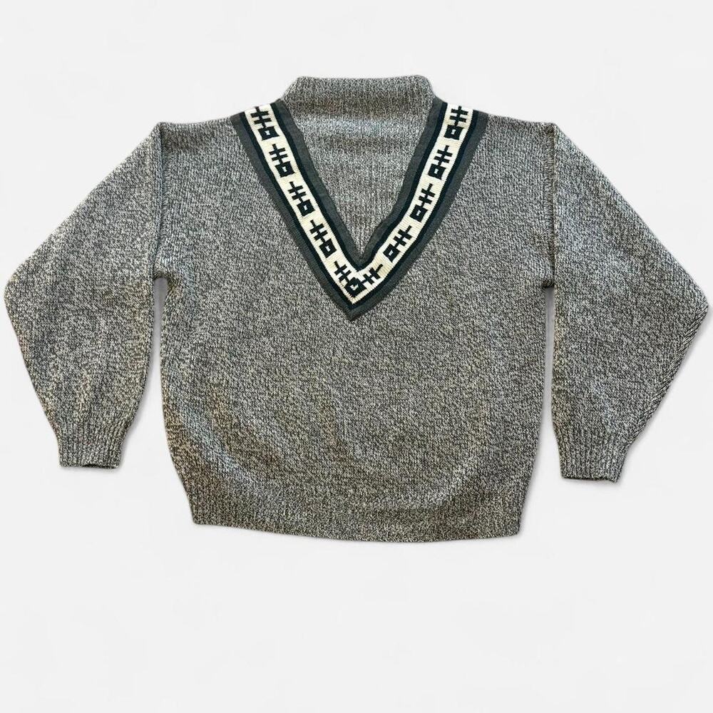 Vintage mock neck ski sweater Gray HOOPLA Medium